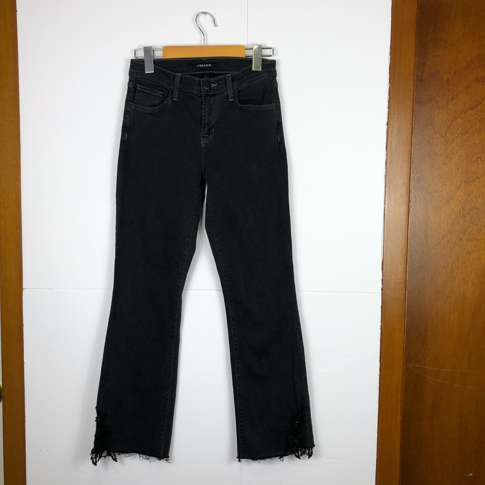 J Brand Selena‎ Mid-Rise Crop Lace Boot-Cut Jeans